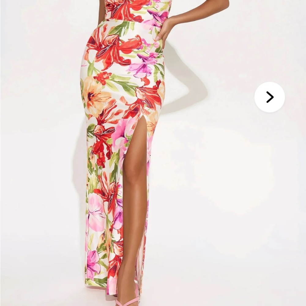 Fashion Nova Floral Maxi Dress - Red, Pink, Green